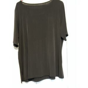 Susan Graver Modern Essentials Blouse Women 1X Liquid Knit Long Sleeve Black Top